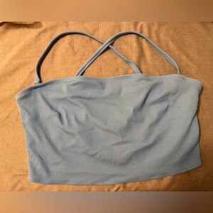 Aerie Light Blue Ribbed Bandeau Bikini Top